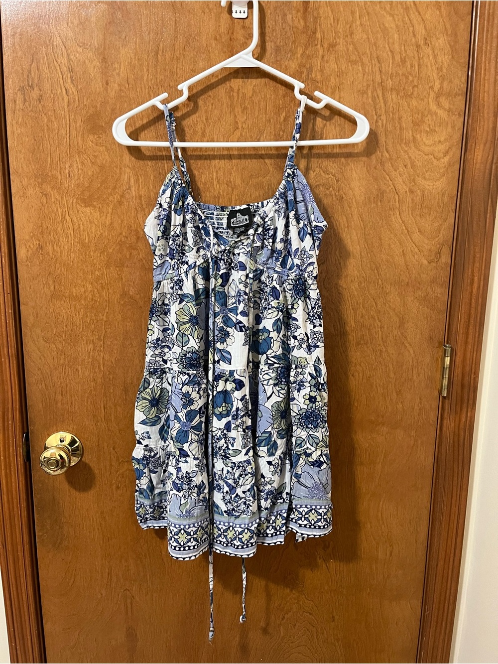 Dry Goods White Sundress with Blue Floral Print